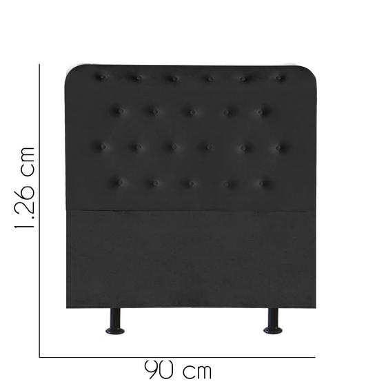 Imagem de Cabeceira Estofada Brenda Capitonê 90 cm Solteiro Quarto para Cama Box Suede Preto - KDAcanto Móveis