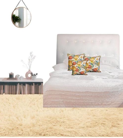Imagem de Cabeceira Estofada Butonê material sintético Branco -Cama Box Solteiro