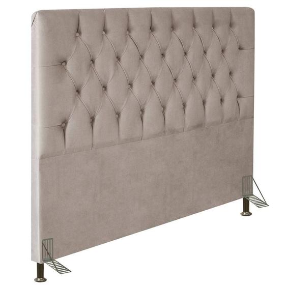 Imagem de Cabeceira Estofada Cama Box Casal Queen Size Diamond 160cm com Frame Suede Bege - Desk Design