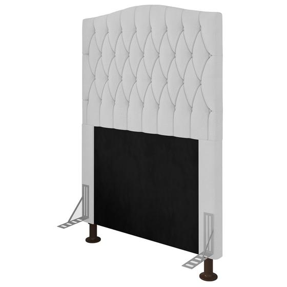 Imagem de Cabeceira Estofada Cama Box Solteiro Greta 90cm com Frame Corano Branco - Desk Design
