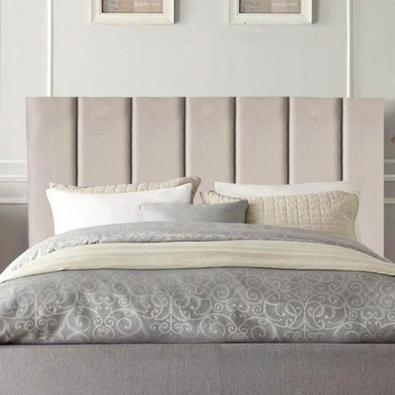 Imagem de Cabeceira Estofada Cama Solteiro 90 cm Luana Suede E Frame