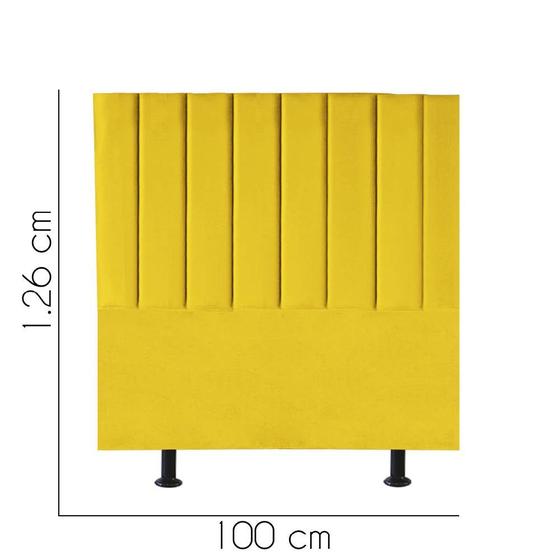 Imagem de Cabeceira Estofada Carla 100 cm Solteiro Quarto para Cama Box Suede Amarelo - KDAcanto Móveis