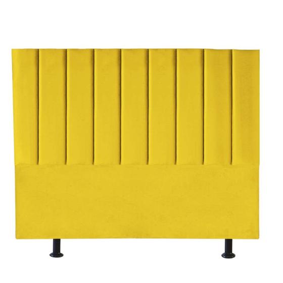 Imagem de Cabeceira Estofada Carla 140 cm Casal Quarto para Cama Box Suede Amarelo - KDAcanto Móveis