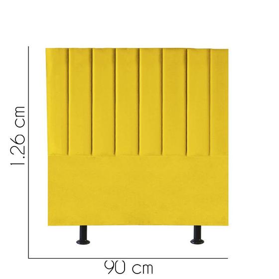 Imagem de Cabeceira Estofada Carla 90 cm Solteiro Quarto para Cama Box Tecido Sintético Amarelo - KDAcanto Móveis