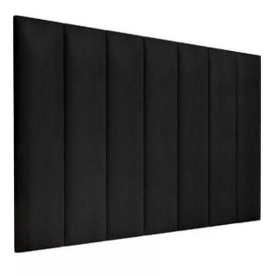 Imagem de Cabeceira Estofada Casal King 1,95cm Preto Sued Pérola Quarto Decoração Lisa