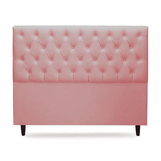 Imagem de Cabeceira Estofada com Botões Solteiro SRJ Suede Cor Rosa 90 cm