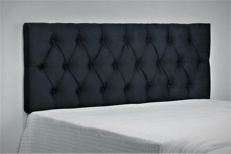 Imagem de Cabeceira Estofada Com Fixação Na Parede 195x60cm Preto Com Botões Na Mesma Cor - Alto Conforto