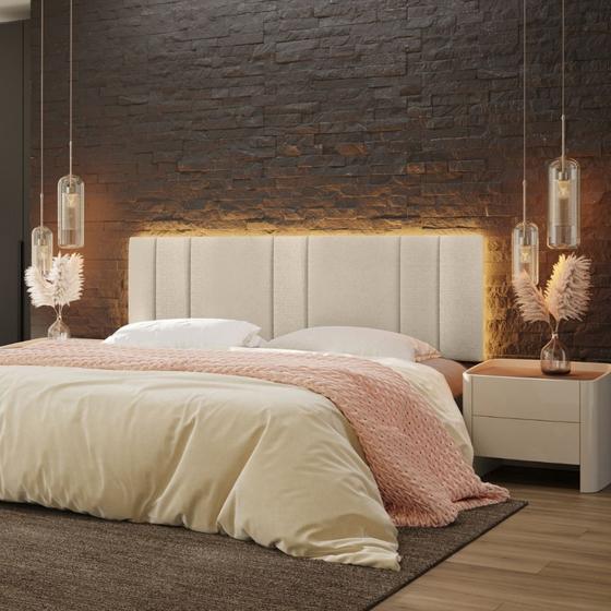 Cabeceira Estofada com LED King 200 Linho Luxo