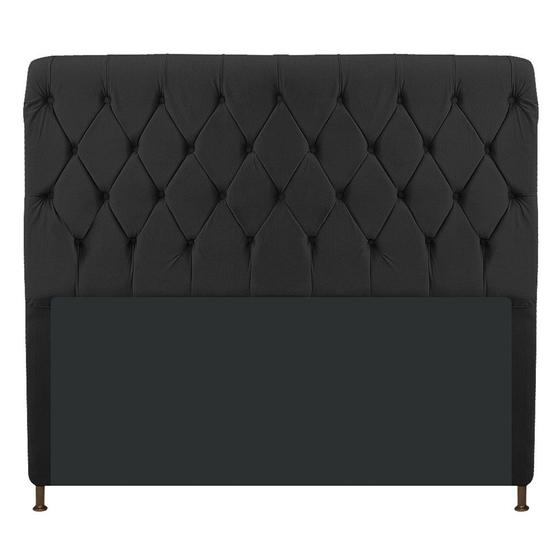 Imagem de Cabeceira Estofada Cristal 140 cm Casal Com Capitonê  Suede Preto - ADJ Decor