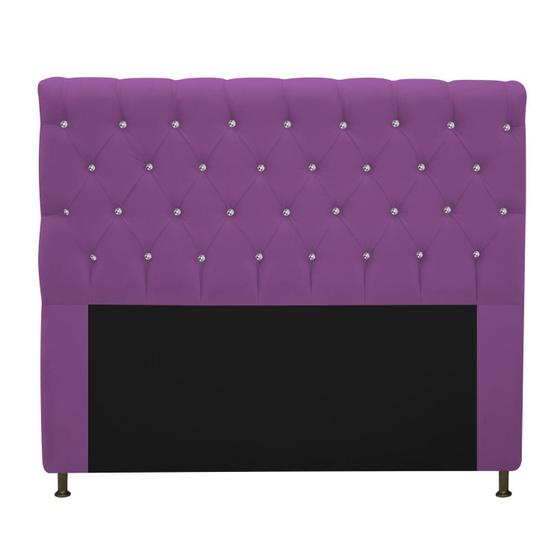 Imagem de Cabeceira Estofada Cristal 160 cm Queen Size Com Strass Suede Roxo - Doce Sonho Móveis