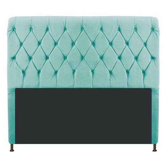 Imagem de Cabeceira Estofada Cristal 195 cm King Size Com Capitonê Suede Azul Tiffany - Doce Sonho Móveis