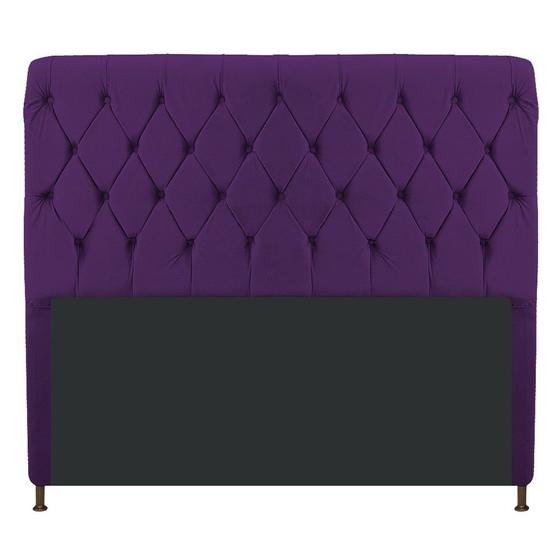 Imagem de Cabeceira Estofada Cristal 195 cm King Size Com Capitonê Suede Roxo - ADJ Decor