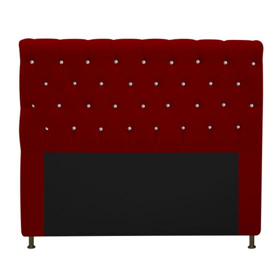 Imagem de Cabeceira Estofada Cristal 195 cm King Size Com Strass Suede Bordô - Doce Sonho Móveis