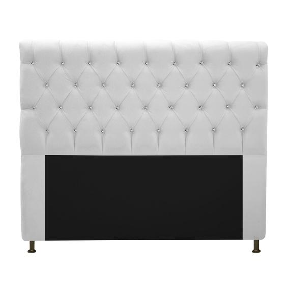 Imagem de Cabeceira Estofada Cristal 195 cm King Size Com Strass Suede Branco - Doce Sonho Móveis