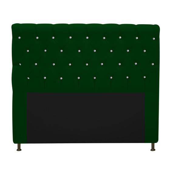 Imagem de Cabeceira Estofada Cristal 195 cm King Size Com Strass Suede Verde - Doce Sonho Móveis