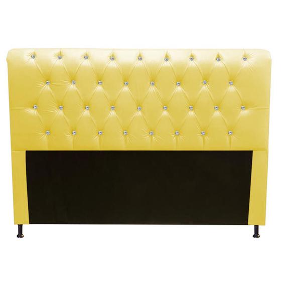 Imagem de Cabeceira Estofada Cristal 195 cm King Size Quarto para Cama Box Suede Amarelo - Damaffê Móveis