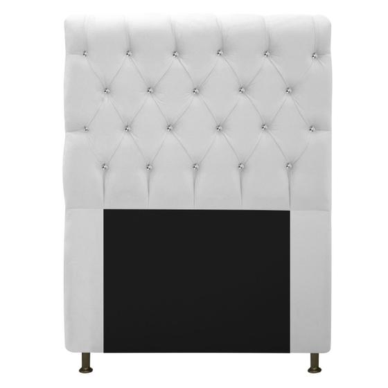 Imagem de Cabeceira Estofada Cristal 90 cm Solteiro Com Strass  Suede Branco - ADJ Decor