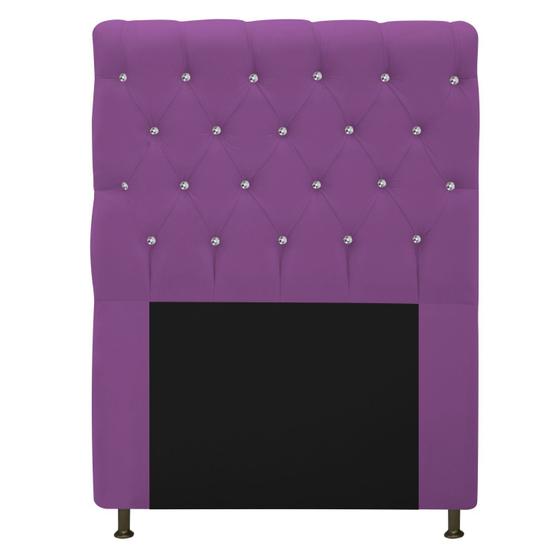 Imagem de Cabeceira Estofada Cristal 90 cm Solteiro Com Strass  Suede Roxo - Doce Sonho Móveis