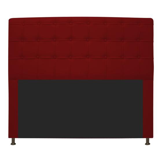Imagem de Cabeceira Estofada Dama 140 cm Casal Com Botonê Corano Vermelho - ADJ Decor