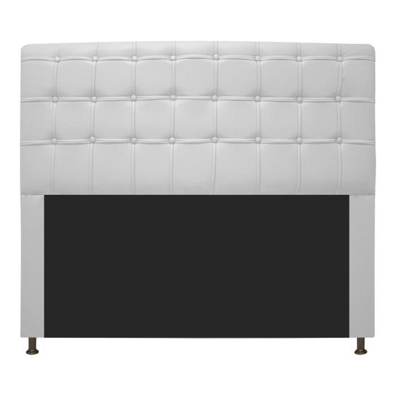 Imagem de Cabeceira Estofada Dama 160 cm Queen Size Com Botonê Corano Branco - ADJ Decor