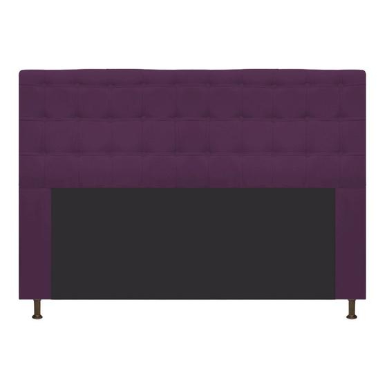 Imagem de Cabeceira Estofada Dama 160 cm Queen Size Com Botonê Suede Roxo - Damaffê Móveis