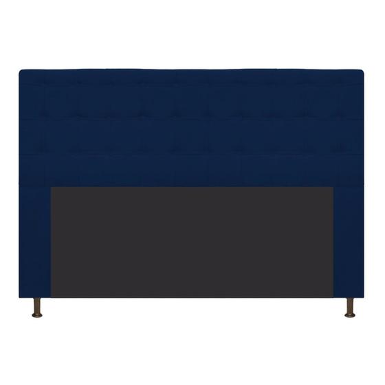 Imagem de Cabeceira Estofada Dama 160cm para Cama Queen Size Botonê Suede Azul Marinho - Damaffê Móveis