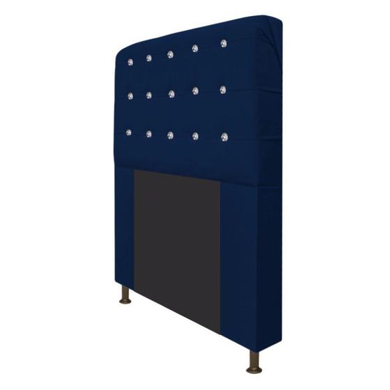 Imagem de Cabeceira Estofada Dama 160cm para Cama Queen Size Strass Botonê Suede Azul Marinho - KDAcanto Móveis