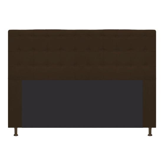 Imagem de Cabeceira Estofada Dama 195 cm King Size Com Botonê Suede Marrom - Damaffê Móveis