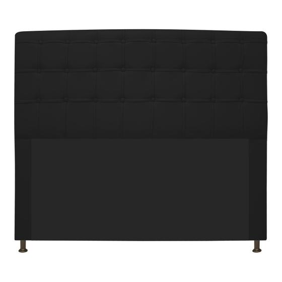Imagem de Cabeceira Estofada Dama 195 cm para Cama King Size com Botonê Corano Preto