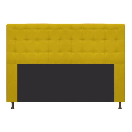 Imagem de Cabeceira Estofada Dama 195 cm para Cama King Size com Botonê Suede Amarelo