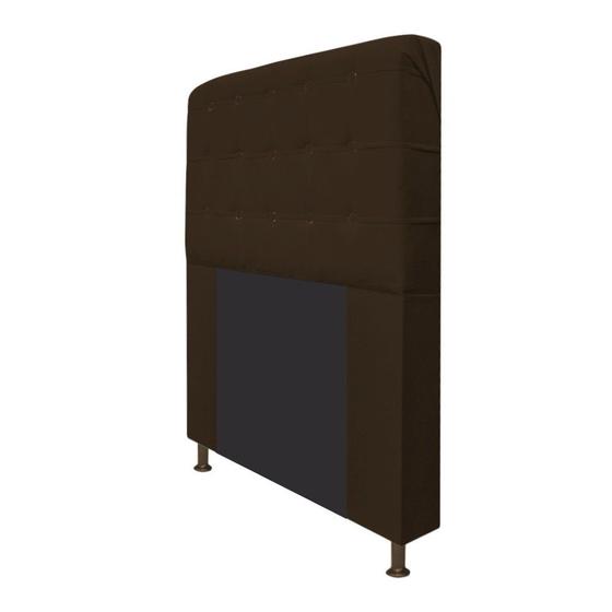 Imagem de Cabeceira Estofada Dama 195 cm para Cama King Size com Botonê Suede Marrom - KDAcanto Móveis