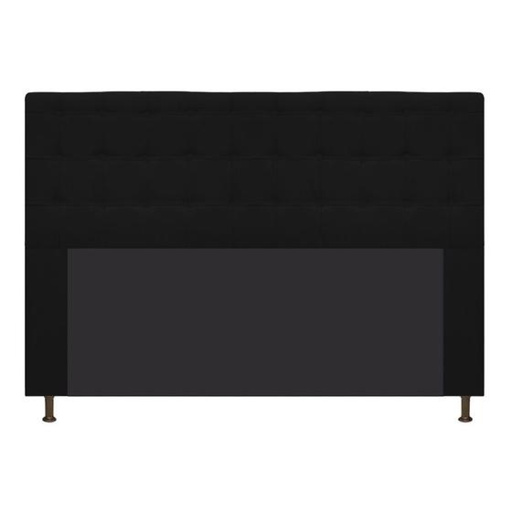 Imagem de Cabeceira Estofada Dama 195 cm para Cama King Size com Botonê Suede Preto - Damaffê Móveis