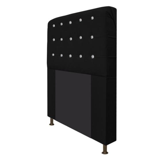 Imagem de Cabeceira Estofada Dama 195cm para Cama King Size Strass Botonê Suede Preto