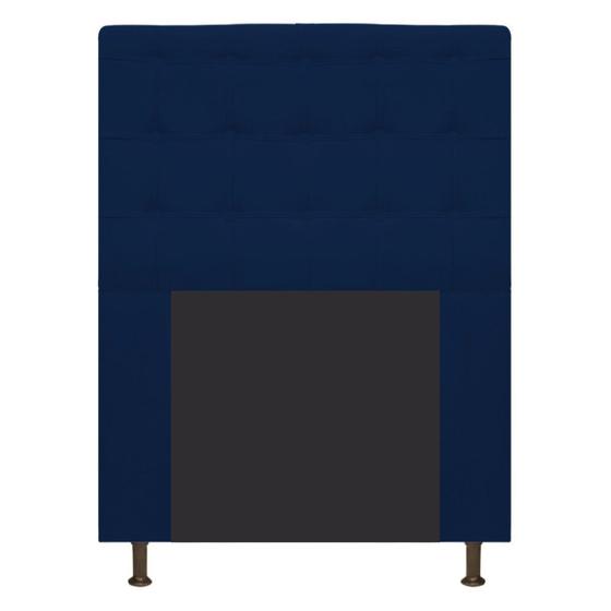 Imagem de Cabeceira Estofada Dama 90 cm para Cama Solteiro com Botonê  Suede Azul Marinho - Damaffê Móveis