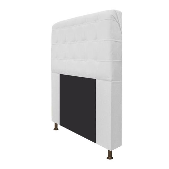 Imagem de Cabeceira Estofada Dama 90 cm para Cama Solteiro com Botonê  Suede Branco