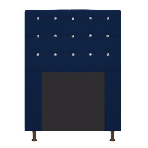 Imagem de Cabeceira Estofada Dama 90 cm para Cama Solteiro com Strass  Suede Azul Marinho