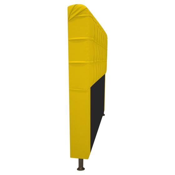 Imagem de Cabeceira Estofada Dama 90 cm para Cama Solteiro com Strass  Tecido Sintético Amarelo