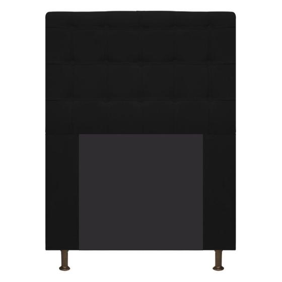 Imagem de Cabeceira Estofada Dama 90 cm Solteiro Com Botonê Suede Preto - Doce Sonho Móveis