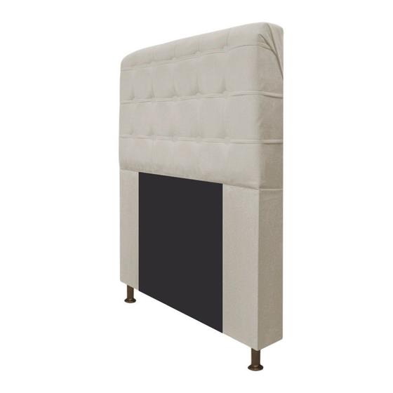 Imagem de Cabeceira Estofada Dama 90cm para Cama Solteiro Botonê Suede Bege - KDAcanto Móveis