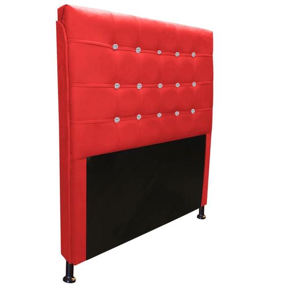 Imagem de Cabeceira Estofada Dama com Botões de Strass para Cama Box 100cm Solteiro Tecido Sintético Vermelho