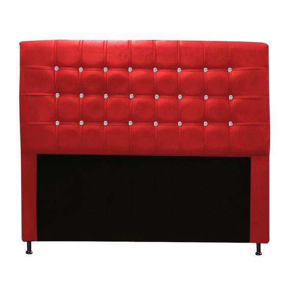 Imagem de Cabeceira Estofada Dama com Botões de Strass para Cama Box 140cm Casal material sintético Vermelho