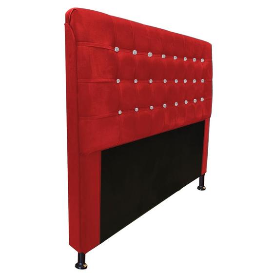 Imagem de Cabeceira Estofada Dama com Botões de Strass para Cama Box 140cm Casal material sintético Vermelho