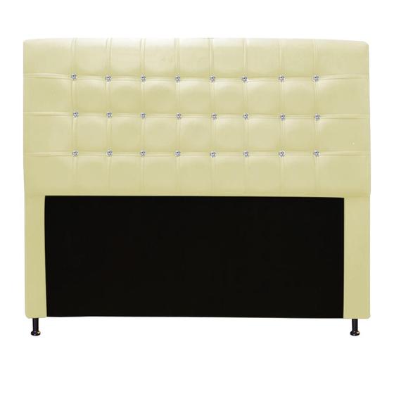 Imagem de Cabeceira Estofada Dama com Strass  100 cm Solteiro Quarto para Cama Box material sintético Bege - Dama com Strassffê Móveis