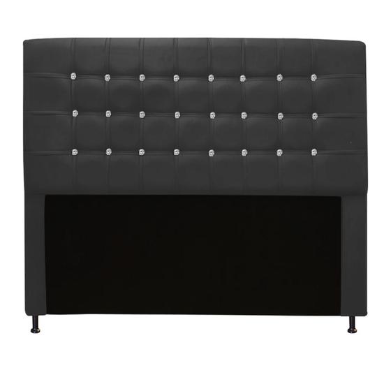 Imagem de Cabeceira Estofada Dama com Strass  100 cm Solteiro Quarto para Cama Box material sintético Preto - Dama com Strassffê Móveis