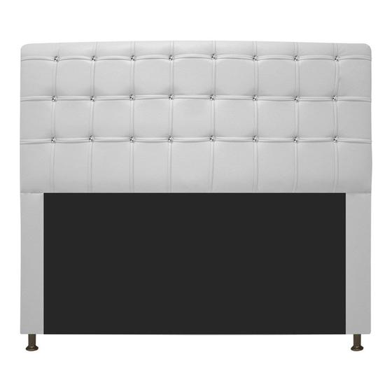 Imagem de Cabeceira Estofada Dama com Strass 140 cm para Cama Box de Casal Sintético Branco para Quarto - AM Decor