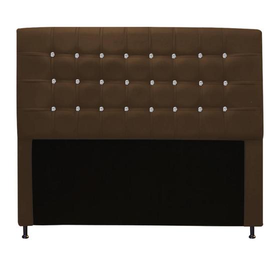 Imagem de Cabeceira Estofada Dama com Strass  160 cm Queen Size Quarto para Cama Box Suede Marrom - Dama com Strassffê Móveis