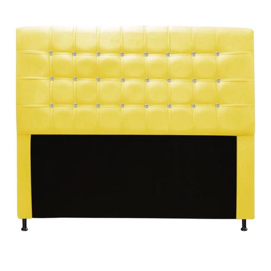 Imagem de Cabeceira Estofada Dama com Strass  195 cm King Size Quarto para Cama Box Suede Amarelo - Dama com Strassffê Móveis