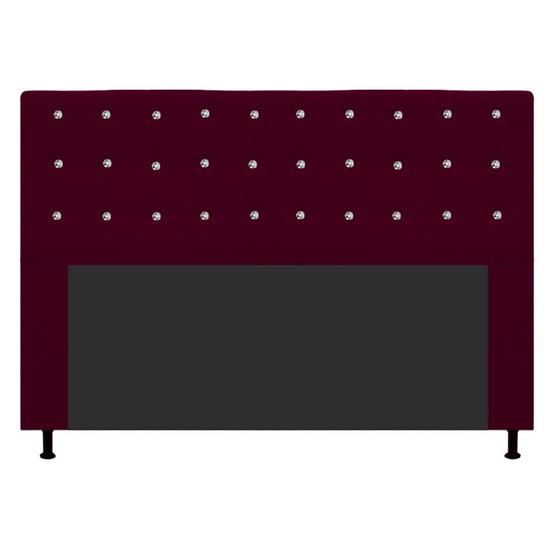 Imagem de Cabeceira Estofada Dama com Strass 195 cm para Cama Box King Suede Bordô para Quarto - AM Decor