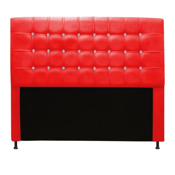 Imagem de Cabeceira Estofada Dama com Strass  90 cm Solteiro Quarto para Cama Box Suede Vermelho - Dama com Strassffê Móveis