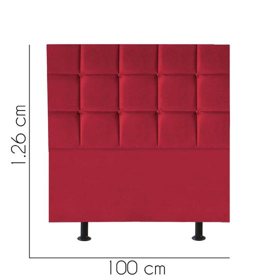 Imagem de Cabeceira Estofada Damares 100 cm Solteiro Quarto para Cama Box material sintético Vermelho - KDAcanto Móveis